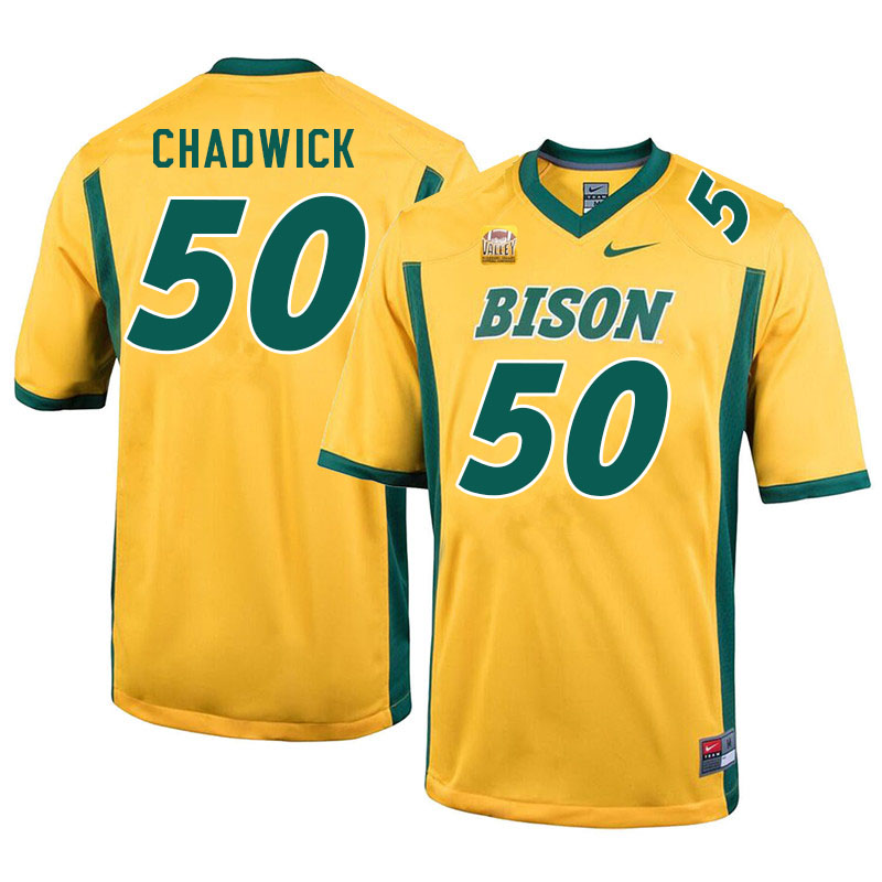 Men #50 Kaden Chadwick North Dakota State Bison College Football Jerseys Sale-Yellow